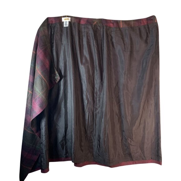 Talbots Womens Size 8 Wool Tartan Midi Wrap Skirt Burgundy Plaid Made In USA NWT - Picture 4 of 12